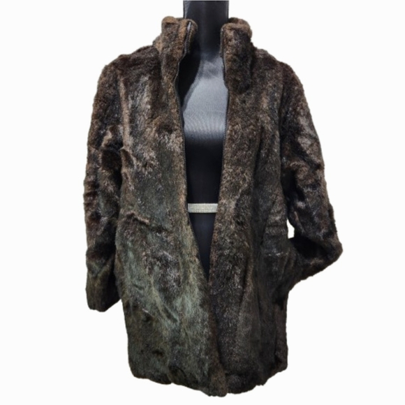 VTG 80s Faux Fur Mink Brown 'Created by ShirLee' Coat - Picture 2 of 9